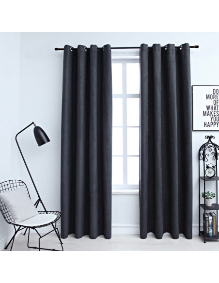 Tende Oscuranti con Anelli in Metallo 2 pz Antracite 140x175 cm