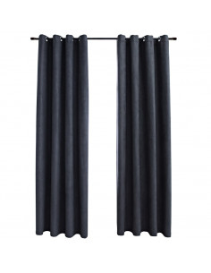 Tende Oscuranti con Anelli in Metallo 2 pz Antracite 140x225 cm
