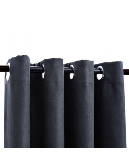 Tende Oscuranti con Anelli in Metallo 2 pz Antracite 140x225 cm