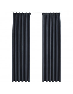 Tende Oscuranti con Ganci 2 pz Antracite 140x175 cm