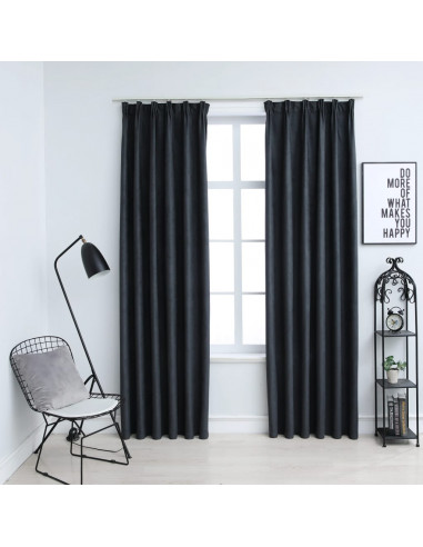 Tende Oscuranti con Ganci 2 pz Antracite 140x175 cm