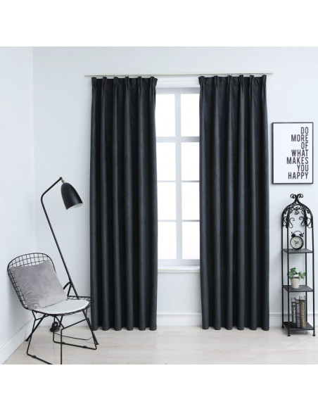 Tende Oscuranti con Ganci 2 pz Antracite 140x175 cm
