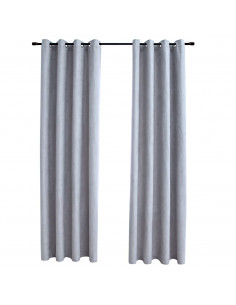 Tende Oscuranti con Anelli in Metallo 2 pz Grigie 140x175 cm