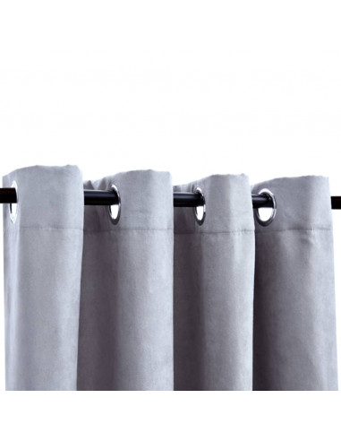 Tende Oscuranti con Anelli in Metallo 2 pz Grigie 140x175 cm