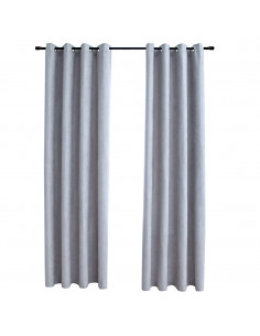 Tende Oscuranti con Anelli in Metallo 2 pz Grigie 140x225 cm