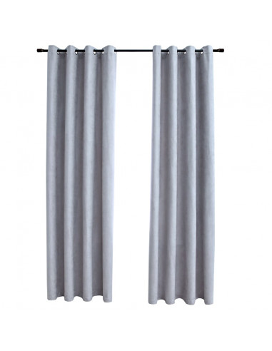 Tende Oscuranti con Anelli in Metallo 2 pz Grigie 140x245 cm