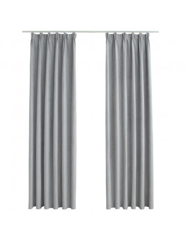 Tende Oscuranti con Ganci 2 pz Grigie 140x175 cm