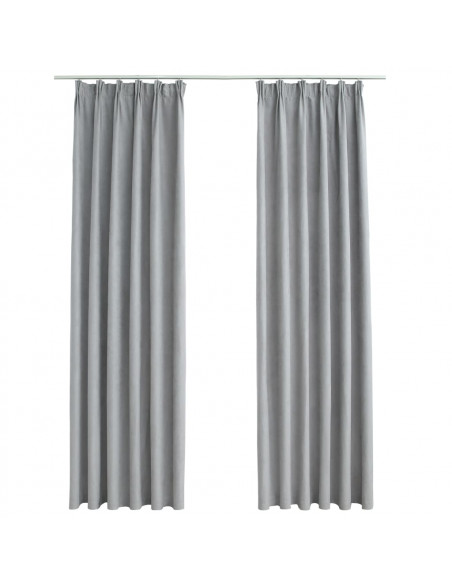 Tende Oscuranti con Ganci 2 pz Grigie 140x175 cm