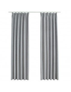 Tende Oscuranti con Ganci 2 pz Grigie 140x225 cm