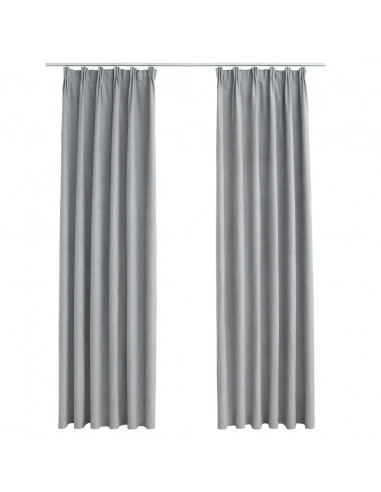 Tende Oscuranti con Ganci 2 pz Grigie 140x225 cm
