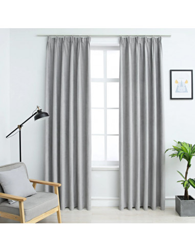 Tende Oscuranti con Ganci 2 pz Grigie 140x225 cm