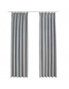 Tende Oscuranti con Ganci 2 pz Grigie 140x245 cm
