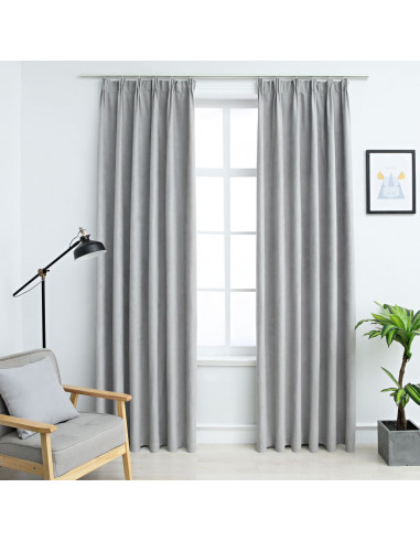 Tende Oscuranti con Ganci 2 pz Grigie 140x245 cm