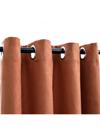 Tende Oscuranti con Anelli in Metallo 2 pz Ruggine 140x175 cm