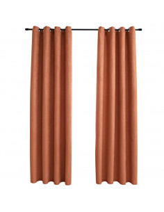 Tende Oscuranti con Anelli in Metallo 2 pz Ruggine 140x225 cm