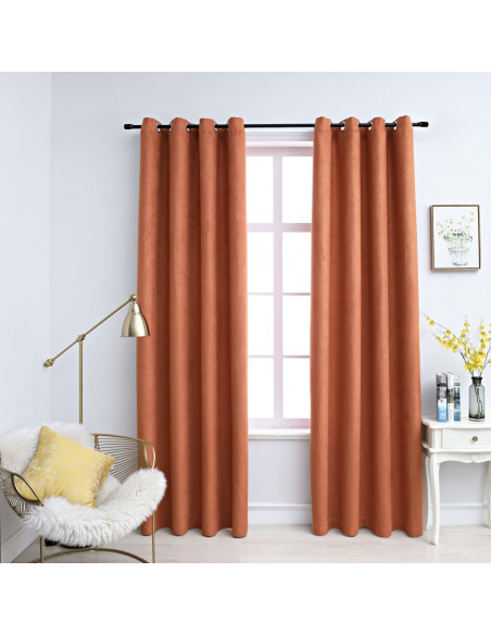 Tende Oscuranti con Anelli in Metallo 2 pz Ruggine 140x225 cm