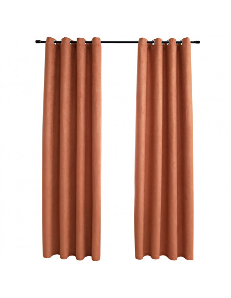 Tende Oscuranti con Anelli in Metallo 2 pz Ruggine 140x245 cm