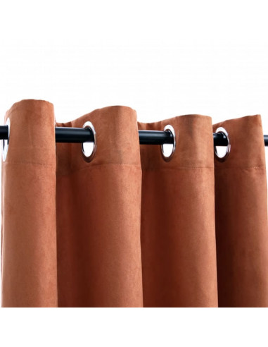 Tende Oscuranti con Anelli in Metallo 2 pz Ruggine 140x245 cm