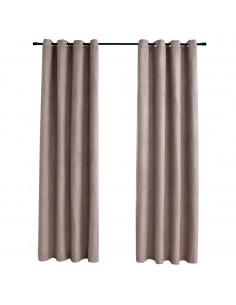 Tende Oscuranti con Anelli Metallo 2 pz Grigio Talpa 140x175 cm