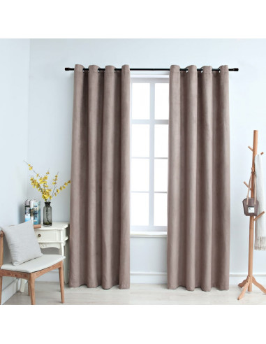Tende Oscuranti con Anelli Metallo 2 pz Grigio Talpa 140x225 cm