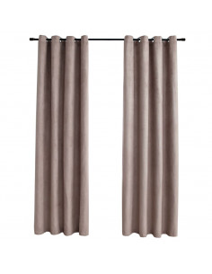 Tende Oscuranti con Anelli Metallo 2pz Grigio Talpa 140x245 cm