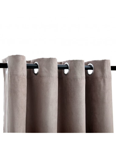 Tende Oscuranti con Anelli Metallo 2pz Grigio Talpa 140x245 cm