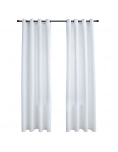 Tende Oscuranti con Anelli in Metallo 2 pz Avorio 140x175cm
