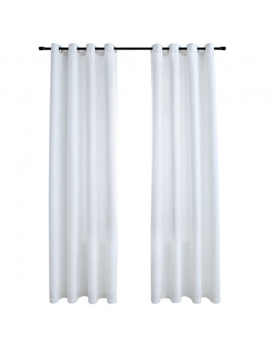 Tende Oscuranti con Anelli in Metallo 2 pz Avorio 140x175cm