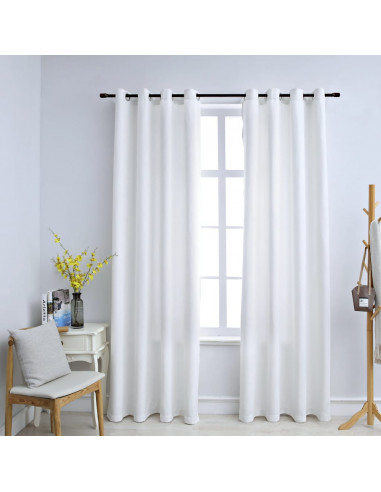 Tende Oscuranti con Anelli in Metallo 2 pz Avorio 140x175cm
