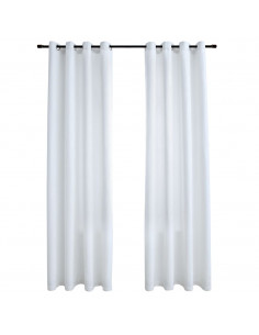 Tende Oscuranti con Anelli in Metallo 2 pz Avorio 140x225 cm