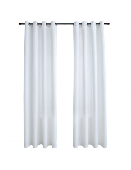 Tende Oscuranti con Anelli in Metallo 2 pz Avorio 140x225 cm