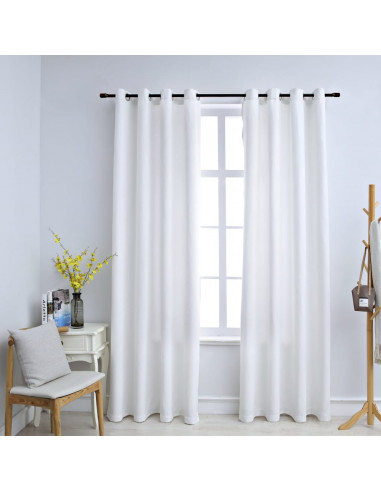 Tende Oscuranti con Anelli in Metallo 2 pz Avorio 140x225 cm