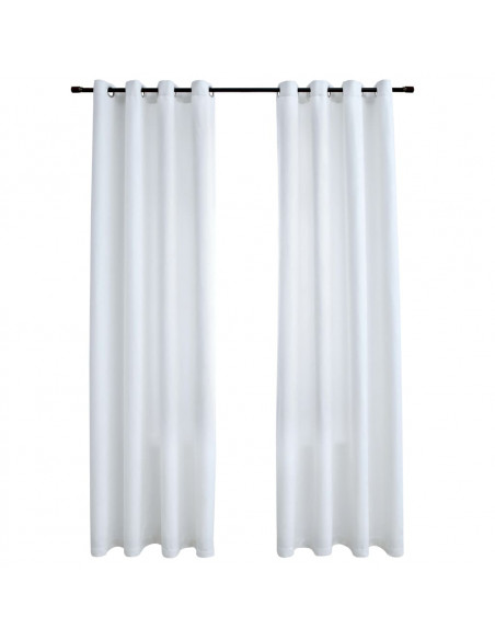 Tende Oscuranti con Anelli in Metallo 2 pz Avorio 140x245 cm