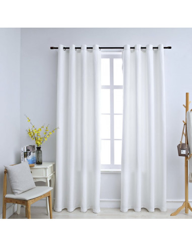 Tende Oscuranti con Anelli in Metallo 2 pz Avorio 140x245 cm