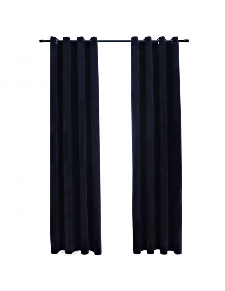 Tende Oscuranti con Anelli 2 pz Nere in Velluto 140x175 cm