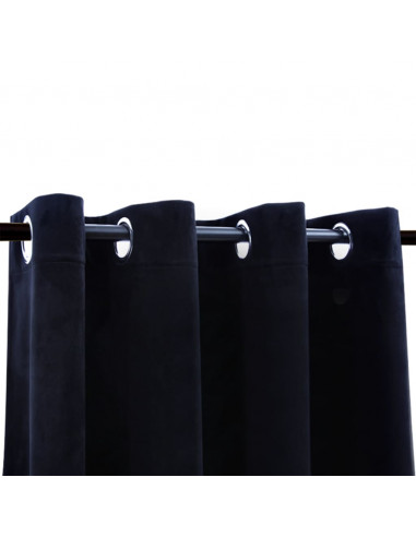 Tende Oscuranti con Anelli 2 pz Nere in Velluto 140x175 cm