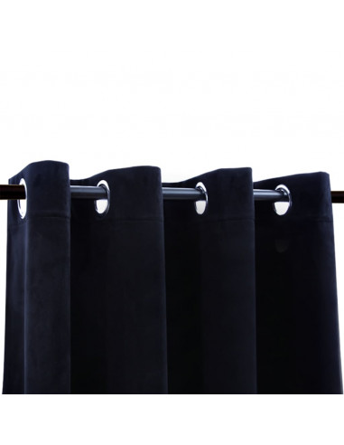Tende Oscuranti con Anelli 2 pz Nere in Velluto 140x225 cm