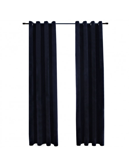 Tende Oscuranti con Anelli 2 pz Nere in Velluto 140x245 cm