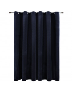 Tenda Oscurante con Anelli in Metallo Velluto Nera 290x245 cm