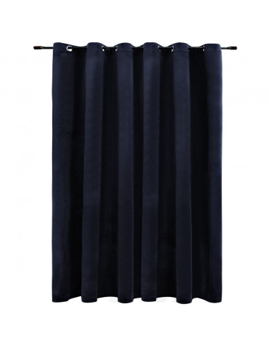 Tenda Oscurante con Anelli in Metallo Velluto Nera 290x245 cm