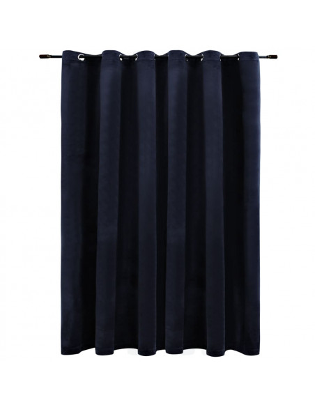 Tenda Oscurante con Anelli in Metallo Velluto Nera 290x245 cm
