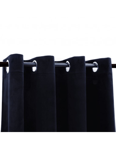Tenda Oscurante con Anelli in Metallo Velluto Nera 290x245 cm