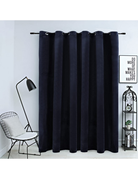 Tenda Oscurante con Anelli in Metallo Velluto Nera 290x245 cm