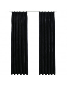 Tende Oscuranti con Ganci 2 pz Nere in Velluto 140x175 cm