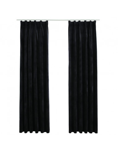 Tende Oscuranti con Ganci 2 pz Nere in Velluto 140x175 cm