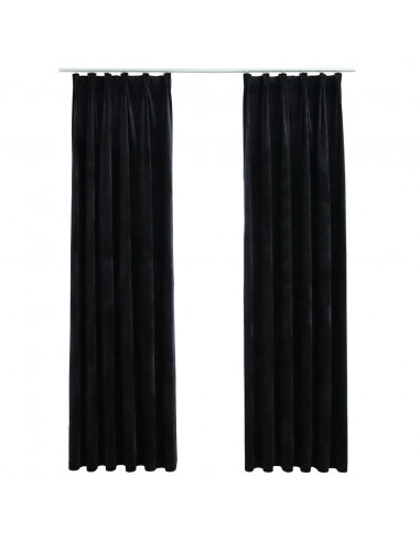 Tende Oscuranti con Ganci 2 pz Nere in Velluto 140x225 cm