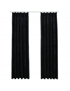 Tende Oscuranti con Ganci 2 pz Nere in Velluto 140x245 cm