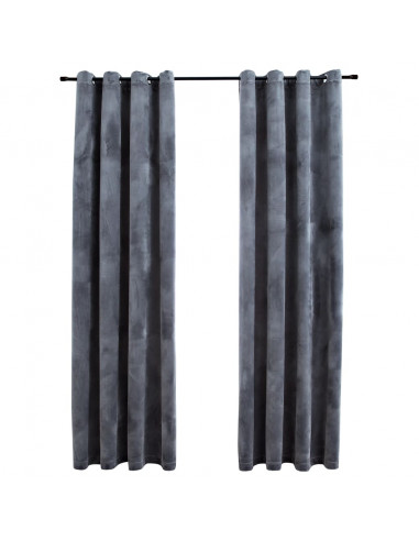 Tende Oscuranti con Anelli 2 pz Antracite in Velluto 140x175 cm
