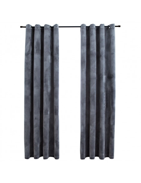 Tende Oscuranti con Anelli 2 pz Antracite in Velluto 140x175 cm