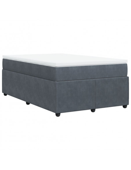 Giroletto a Molle con Materasso Grigio Scuro 120x190 cm Velluto